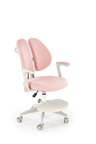 CentrMebel | Детское кресло поворотное с подножкой в ткани PANCO (розовый) 1