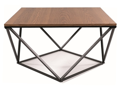 CentrMebel | Журнальный столик деревянный с металлом 80X80 SILVER A (Орех/Черный) 1