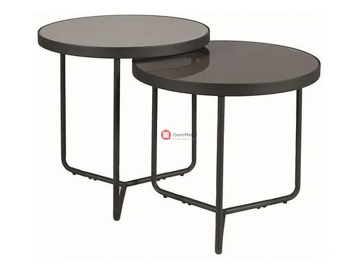 CentrMebel | Комплект журнальних столів круглих скляних PENELOPE Сірий 1