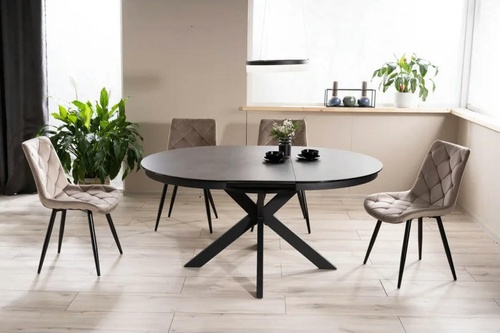 CentrMebel | Стол обеденный раскладной керамический круглый 120160х120 серый мрамор 1