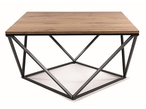 CentrMebel | Журнальный столик деревянный с металлом 80X80 SILVER A (Дуб артизан/Черный) 1