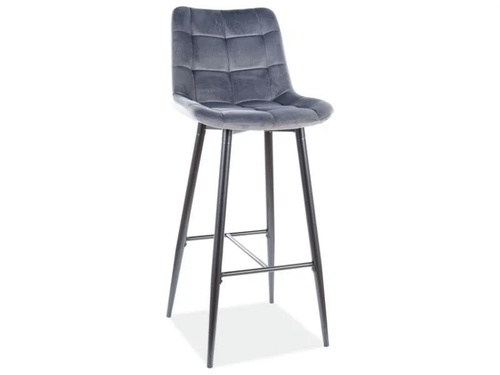 CentrMebel | Барний стілець велюровий CHIC H-1 VELVET (сірий) 1