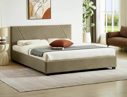 CentrMebel | Ліжко двоспальне велюрове з підйомним механізмом 160x200 Columbia Velvet (бежевий) 1