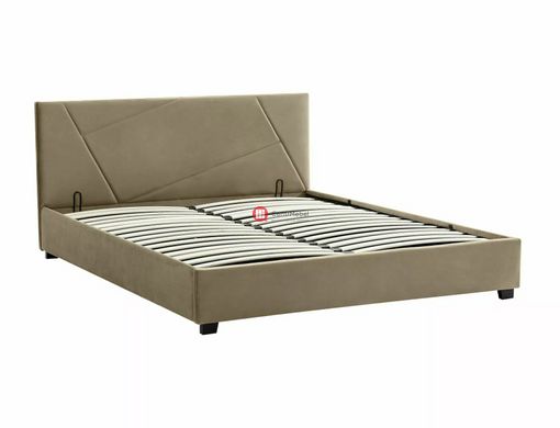 CentrMebel | Кровать двуспальная бархатная с подъемным механизмом 160x200 Columbia Velvet (бежевый) 3