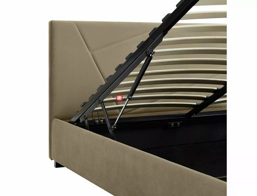 CentrMebel | Кровать двуспальная бархатная с подъемным механизмом 160x200 Columbia Velvet (бежевый) 6