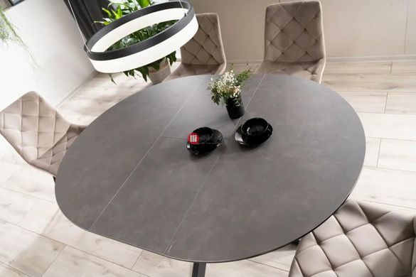 CentrMebel | Стол обеденный раскладной керамический круглый 120160х120 серый мрамор 4
