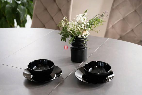 CentrMebel | Стол обеденный раскладной керамический круглый 120160х120 серый мрамор 5