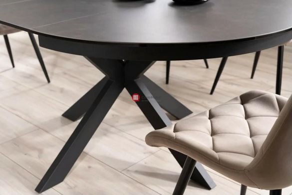 CentrMebel | Стол обеденный раскладной керамический круглый 120160х120 серый мрамор 3