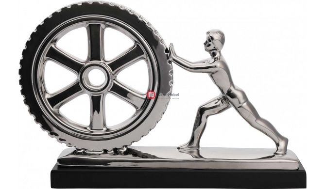 CentrMebel | Скульптура Man&Wheel Silver(серебряный) 2