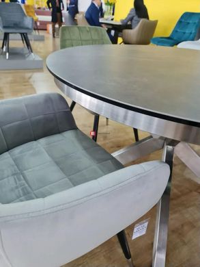 CentrMebel | Стол обеденный раскладной керамический круглый 120160х120 серый мрамор 3
