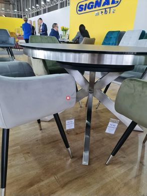 CentrMebel | Стол обеденный раскладной керамический круглый 120160х120 серый мрамор 2