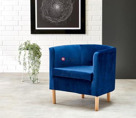 CentrMebel | Кресло для отдыха CLUBBY 2 (темно-синий/натуральный) 4