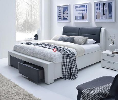 CentrMebel | Кровать Cassandra S белый,черный 160 x 200 см білий, чорний 1