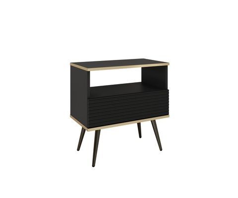 CentrMebel | Тумба приліжкова ORO MDF Чорний/Чорний каркас 1