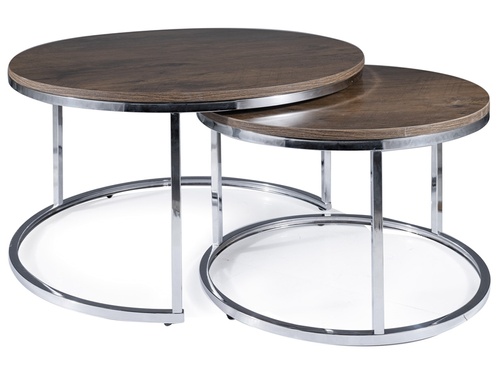 CentrMebel | Журнальный столик деревянный с металлом (комплект) ATLANTA III (Орех/Хром) 1
