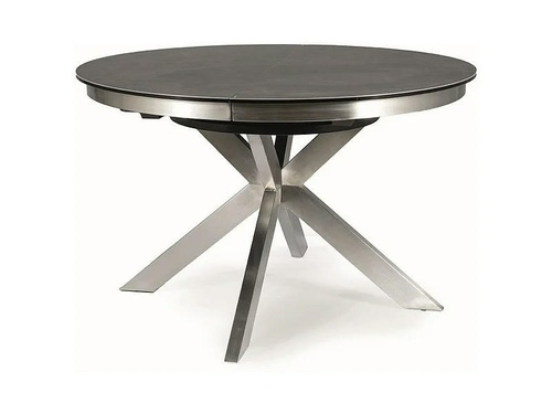 CentrMebel | Стол обеденный раскладной керамический круглый 120160х120 серый мрамор 1