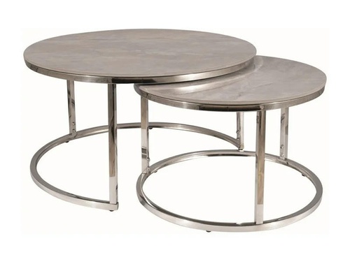 CentrMebel | Комплект журнальних столів круглих керамічних PORTAFINO B Сірий мармур 1