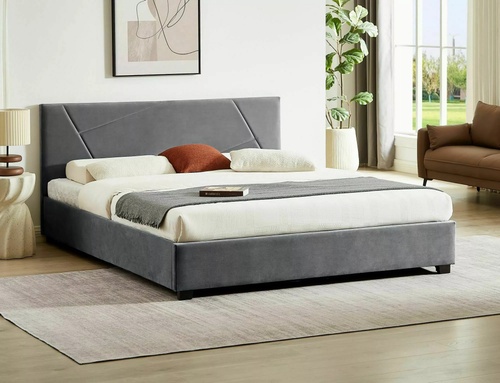 CentrMebel | Ліжко двоспальне велюрове з підйомним механізмом 160x200 Columbia Velvet (сірий) 1