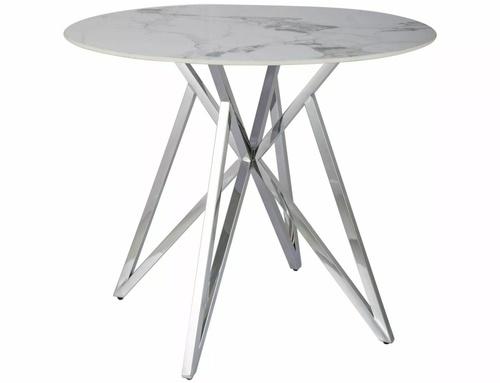 CentrMebel | Стіл обідній круглий нерозкладний керамічний Murano Ø 90 (білий мармур) 1