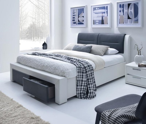 CentrMebel | Ліжко Cassandra S білий, чорний 160 x 200 см 1