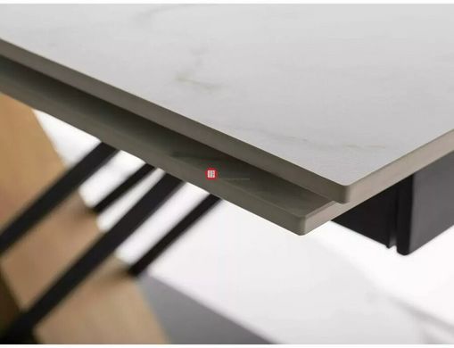 CentrMebel | Стіл обідній прямокутний розкладний керамічний GENESIS 180(240)х90 (білий мармур) 3