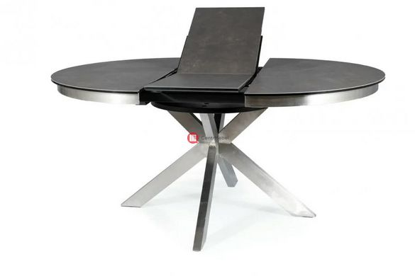 CentrMebel | Стол обеденный раскладной керамический круглый 120160х120 серый мрамор 5