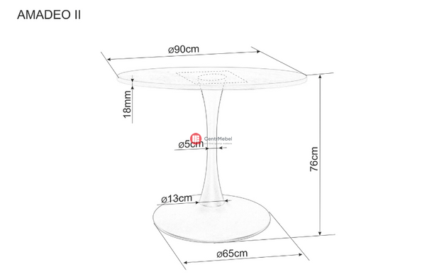 CentrMebel | Стіл обідній круглий МДФ діаметр 90 AMADEO II (Горіх/Чорний матовий) 5