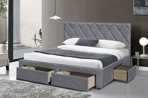 CentrMebel | Ліжко з шухлядами BETINA сірий 160 x 200 см 1