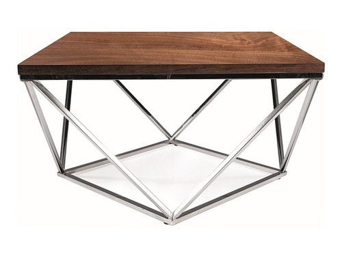 CentrMebel | Журнальный столик деревянный с металлом 80X80 SILVER A (Орех/Серебро) 1