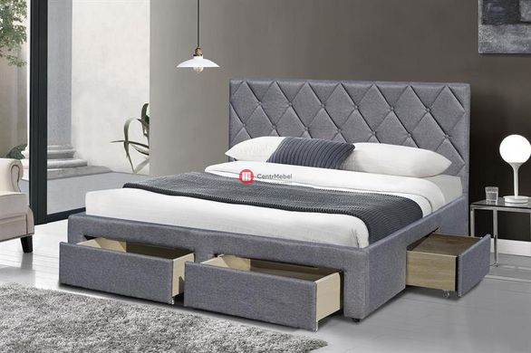 CentrMebel | Кровать с ящиками BETINA серый 160 x 200 см 1