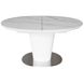 CentrMebel | Стіл обідній круглий розкладний керамічний Oval Matt Staturario 120(150)х85 (білий мармур) 2