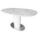 CentrMebel | Стіл обідній круглий розкладний керамічний Oval Matt Staturario 120(150)х85 (білий мармур) 2