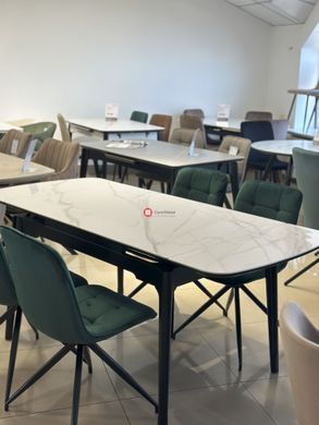 CentrMebel | Стіл обідній розсувний керамічний DUBLIN 120(180)х80 (білий мармур) 5