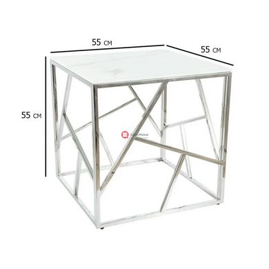 CentrMebel | Журнальний столик квадратний скляний ESCADA B II Білий мармур 2