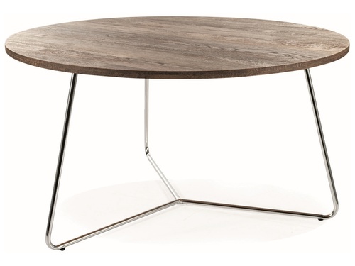 CentrMebel | Журнальный столик деревянный с металлом диаметр 80 ALTA A (Орех/Хром) 1