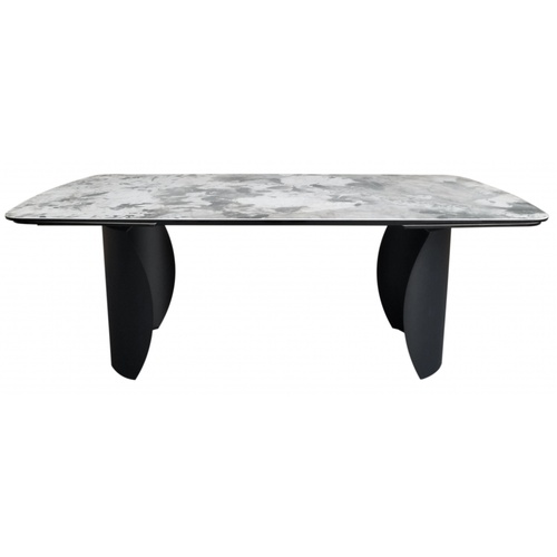 CentrMebel | Стол обеденный прямоугольный раскладной керамический Palazzo Fall Art 200(300)х100 (серый мрамор) 1