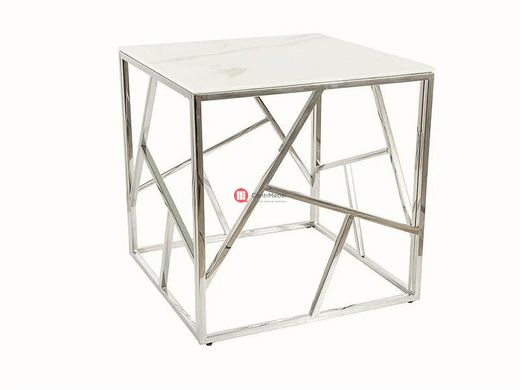 CentrMebel | Журнальный столик квадратный стеклянный ESCADA B II Белый мрамор 1
