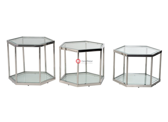 CentrMebel | Кофейный столик CK-3 (прозрачный / серебро) 3