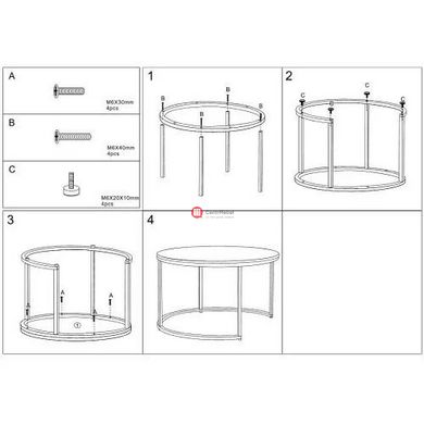 CentrMebel | Комплект журнальных столов круглых керамических FERRANTE A Черный мрамор + белый ярмур 4