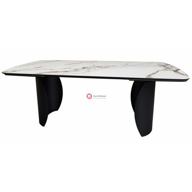 CentrMebel | Стол обеденный прямоугольный раскладной керамический Palazzo Golden Rivers/Black 200(300)х100 (белый мрамор) 1