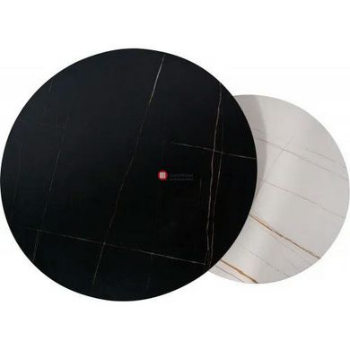 CentrMebel | Комплект журнальних столів круглих керамічних FERRANTE A Чорний мармур + Білий иармур 3