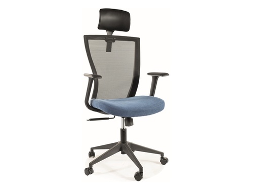 CentrMebel | Кресло офисное оборотное Q-328H Черный+Синий 1