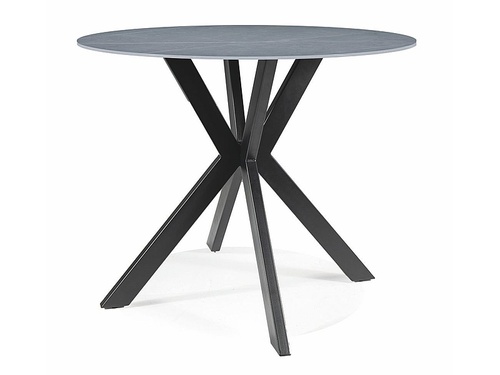 CentrMebel | Стол обеденный круглый керамика (эффект мрамора) диаметр 90 TALIA (Серый(эффект мрамора)/Черный) 1