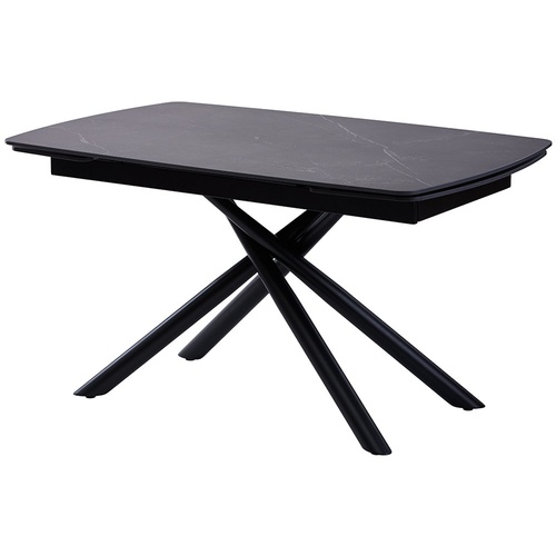 CentrMebel | Стол обеденный прямоугольный раскладной керамический Palermo Black Marble 140(200)х90 (черный мрамор) 1