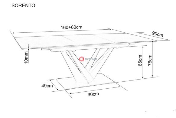 CentrMebel | Стіл обідній прямокутний розкладний керамічний SORENTO CERAMIC 160(220)х90 (білий мармур) 11