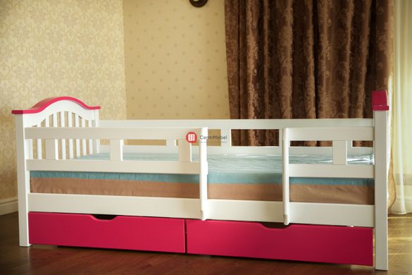 CentrMebel | Ліжко "Максим" (білий / рожевий) без шухляд, з захисною перегородкою та бильцями 3