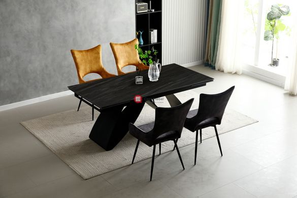 CentrMebel | Стол обеденный прямоугольный раскладной керамический WILLIAM CERAMIC 160(240)х90 (черный мрамор) 4