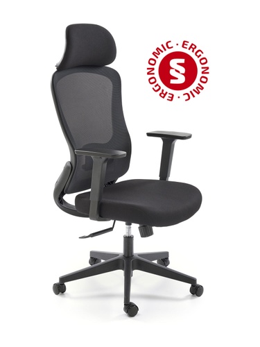 CentrMebel | Офісне крісло для персоналу в тканині SONAR (чорний) 1