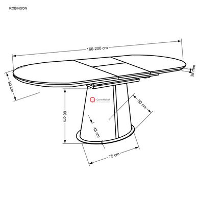 CentrMebel | Стіл обідній розкладний овальний кераміка 160(200)х90 ROBINSON (бежевий мармур) 21