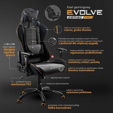 CentrMebel | Крісло геймерське EVOLVE PRO Gaming (сірий, чорний) 10